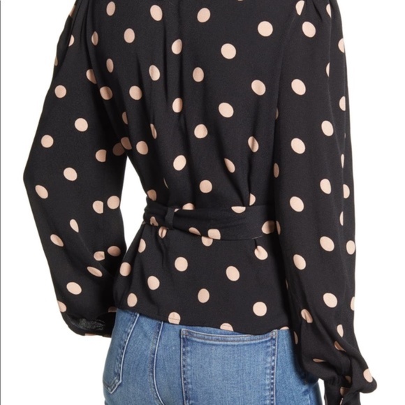 Reformation Black and Pink Polka Dot Blouse - Picture 3 of 8